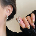 New Chinese Style Metal Soaring Dragon Stud Earrings, Shiny Rhinestone Chinese Zodiac National Trend High-End Ear Jewelry
