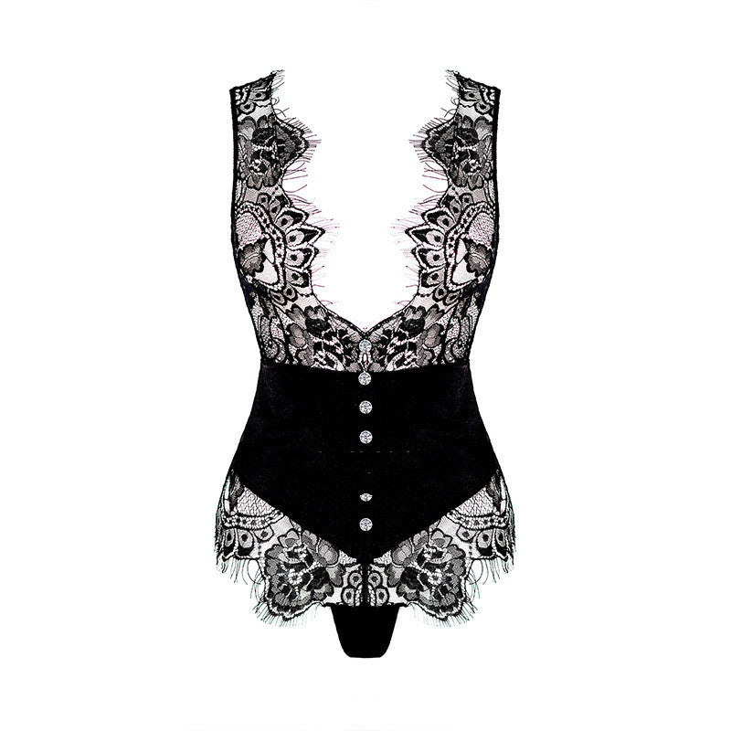Perspective Mesh One-piece Nightdress