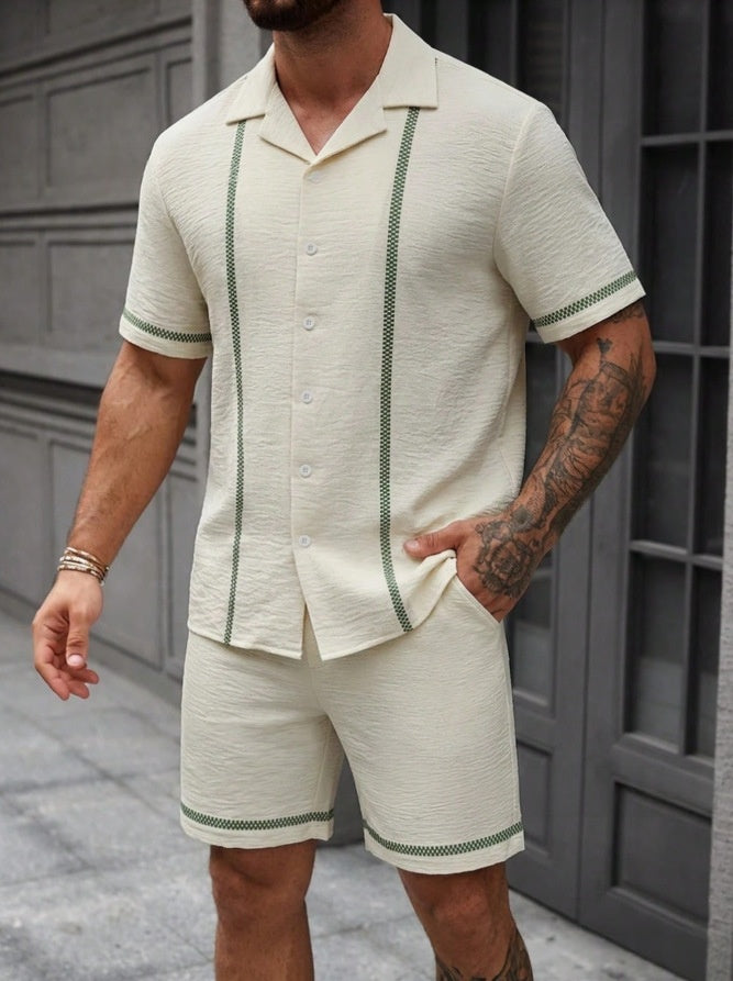 Mens Fashionable Printed Casual Shirt Set