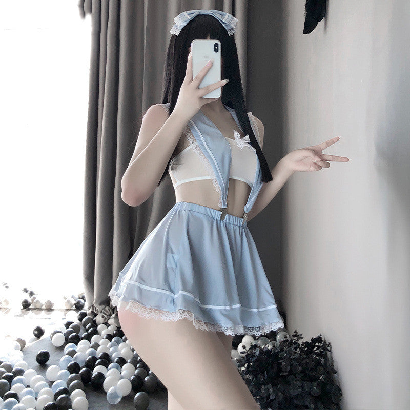 Uniform  Lace Hollow Out Tube Top Sailor Collar Short Skirt Maid