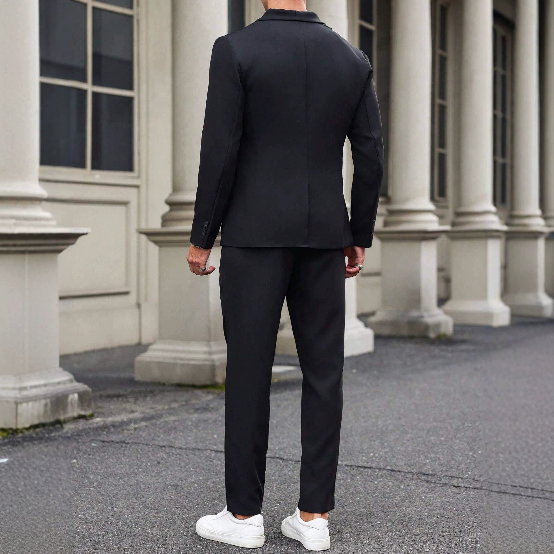 Mens Solid-Color Suit Business Formal Attire Set