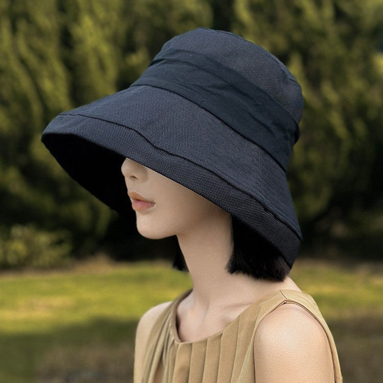 Japanese-style High-quality Large-brimmed Bucket Hat For Women Summer Season