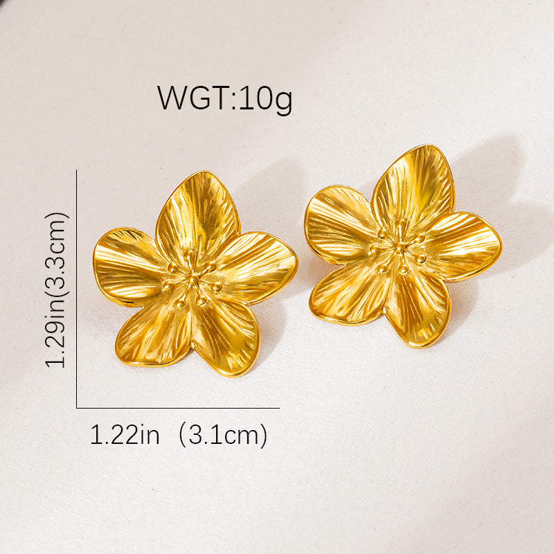 Niche Luxury Gold Titanium Steel Studs Anti-Tarnish Stainless Steel Women Earrings