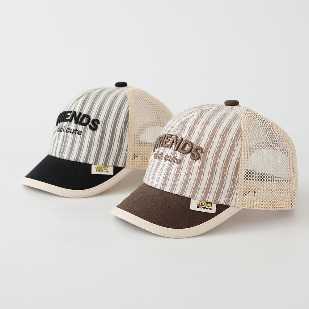 Summer Hat With Velcro Adjustable Brim, Soft Netting Fabric, Breathable, Embroidered Letters, Baseball Cap For Children, Outdoor Sun Protection Hat