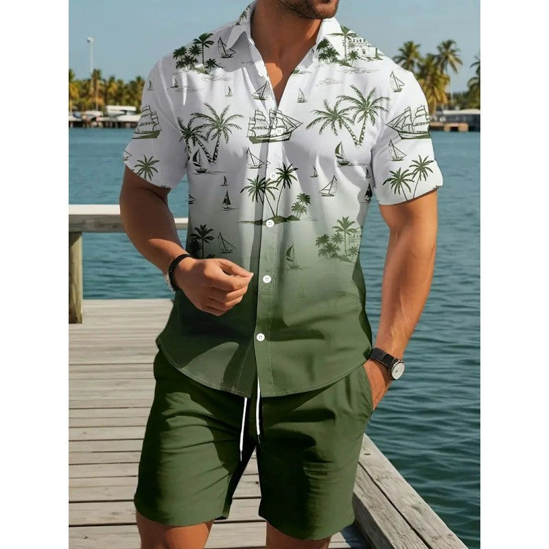 New Solid-color Mens Shirt Set