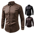 Stretch Business Striped Long-Sleeve Casual Slim-Fit Shirt