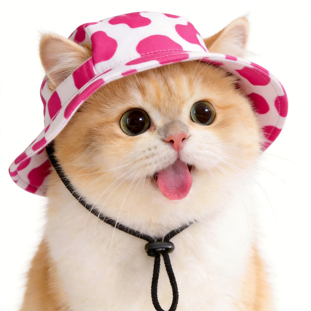 Dog Bucket Hat With Ear Holes Adjustment Summer Beach Visor Sunscreen Cap Suitable For Dog And Cat