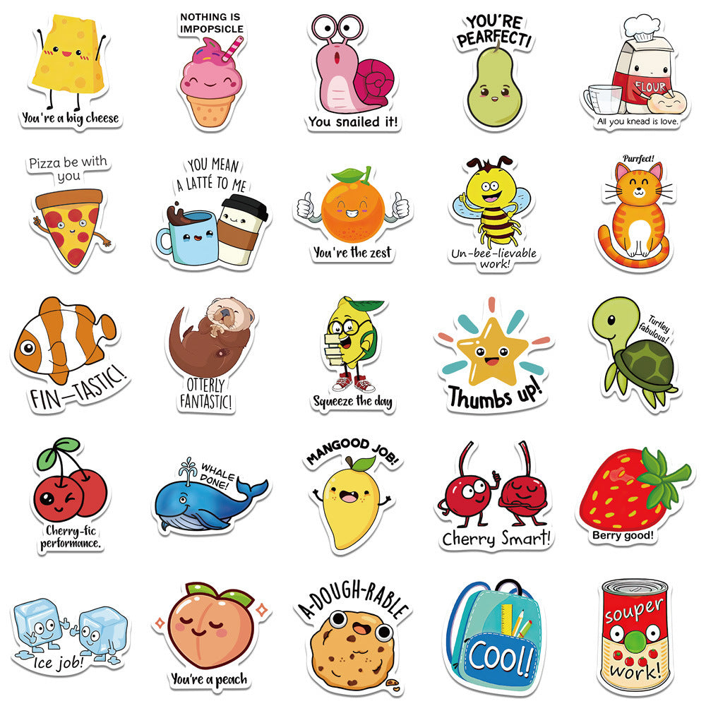 50 Pieces Children's Cute DIY Luggage Refrigerator PVC Waterproof Stickers