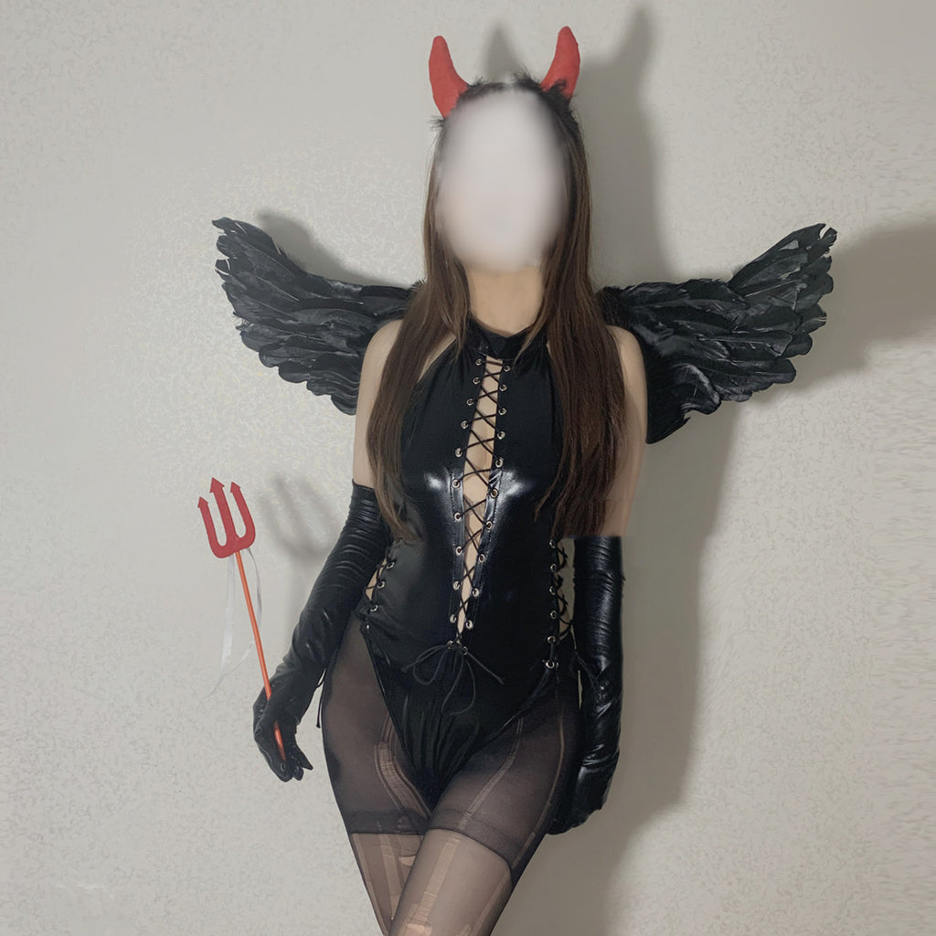 Devil Shape Halter Bodysuit Uniform Set