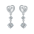 S925 Sterling Silver Abstract Heart Drop Earrings, 1ct D-VVS1 Moissanite, Platinum Plated 3.7g Women's Jewelry Gift Box