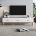 TV Low Panel Vintage, TV Cabinet Wooden TV Table - Living Room Bedroom, Light Wood, Vintage Grain White Door Panel, 150x35x39cm