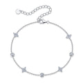S925 Sterling Silver Moissanite Station Bracelet, D-VVS1 Adjustable  Chain, Platinum Plated 2.5g Women's Jewelry Gift Box Set