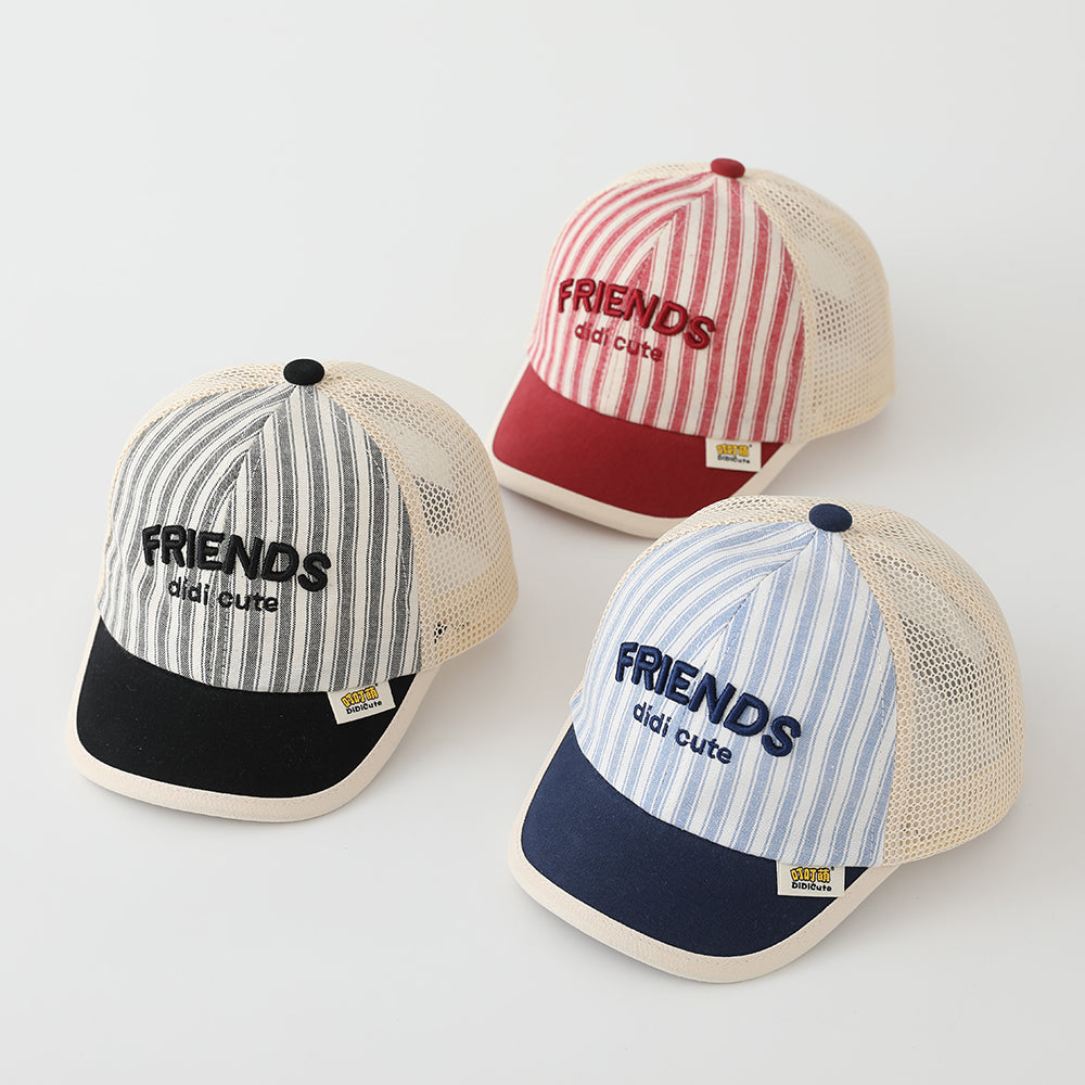 Summer Hat With Velcro Adjustable Brim, Soft Netting Fabric, Breathable, Embroidered Letters, Baseball Cap For Children, Outdoor Sun Protection Hat