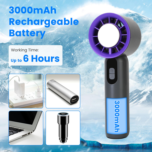 Speed Handheld Cooling Fan With Superconducting Ice Pack, 3000mAh Rechargeable Portable Mini Air Cooler With LCD Display For Summer Outdoor Travel