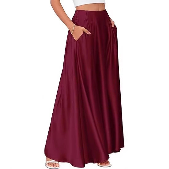 New Elegant Solid-color Pocket Dress For Women