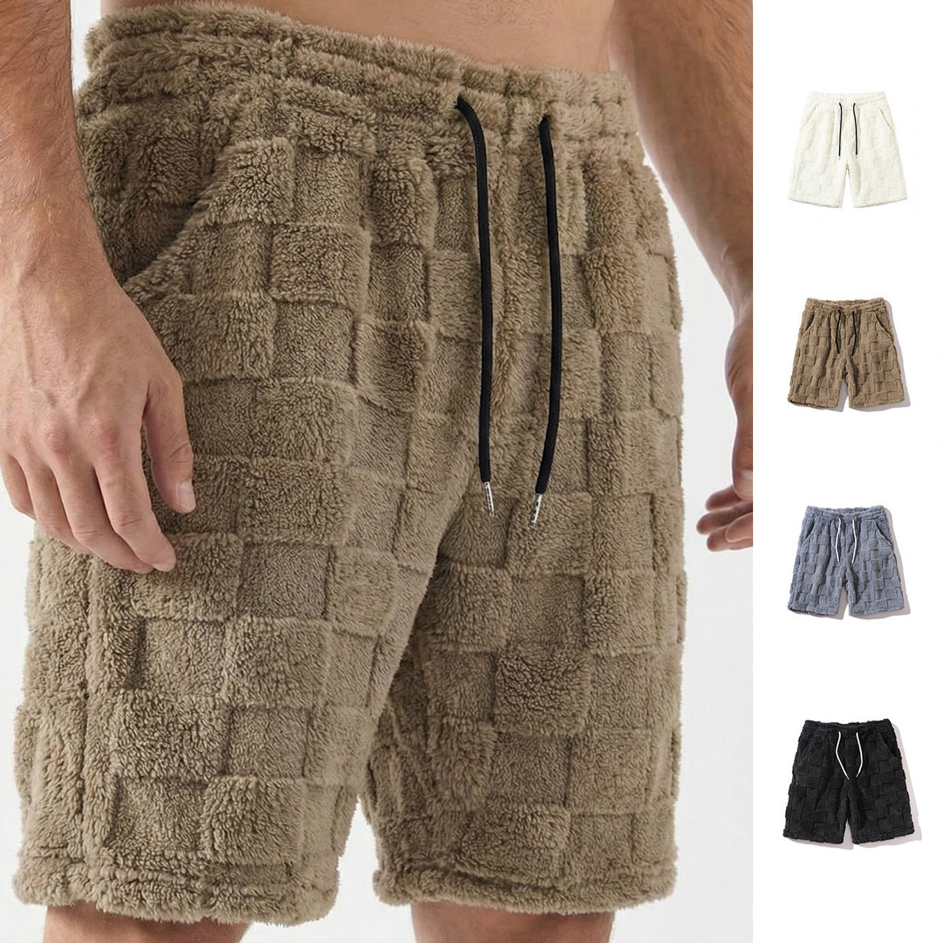 Straight-leg Plaid Mens Athletic Shorts