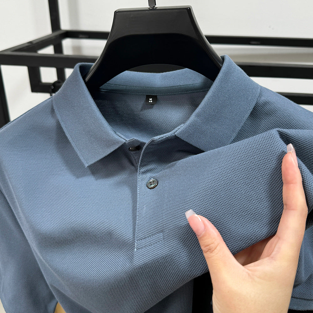 Heavyweight Mens Polo Shirt Short-sleeved T-shirt With A Turn-down Collar
