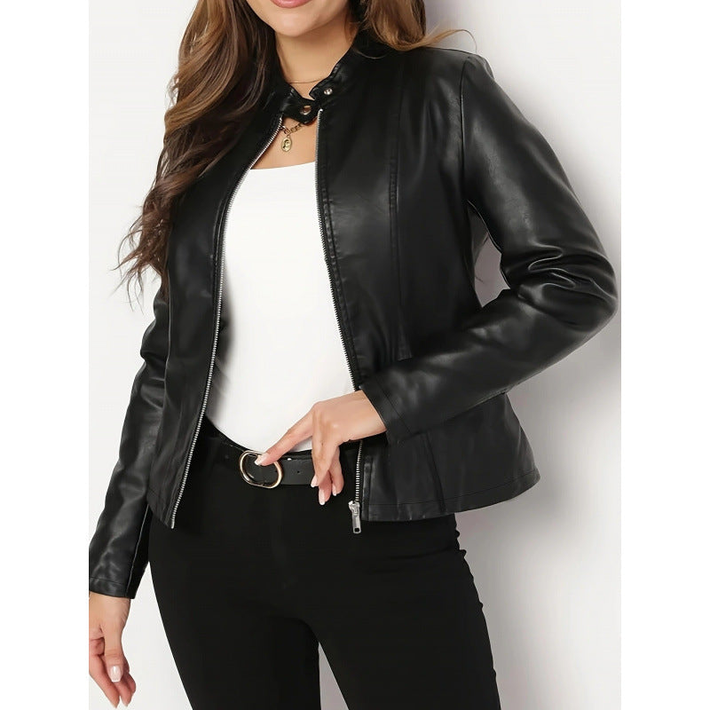 Short Chic Leather Jacket Coat