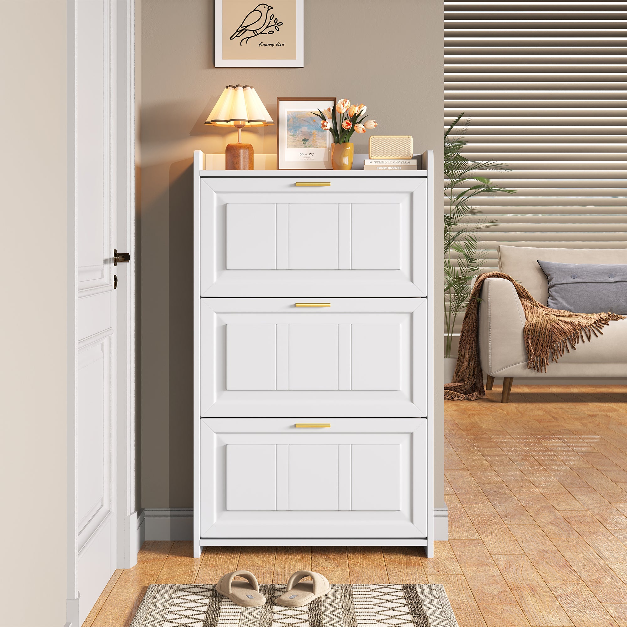 70x24x120cm Shoe Cabinet Shoe Rack, With 6 Compartments, Cabinets Shoe Cabinets Shoe Tall Cabinets,Can Be Placed In Hallways, Doors, Living Rooms And Offices,MDF Chipboard, White