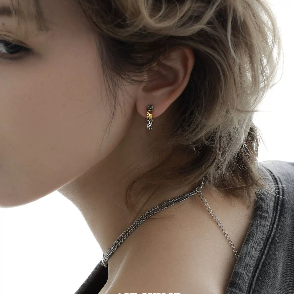 Immortal Love Letter Huggie Earrings, Niche Designer High-End Hoop Jewelry, Sweet & Cool Unisex Couple Stud Earrings