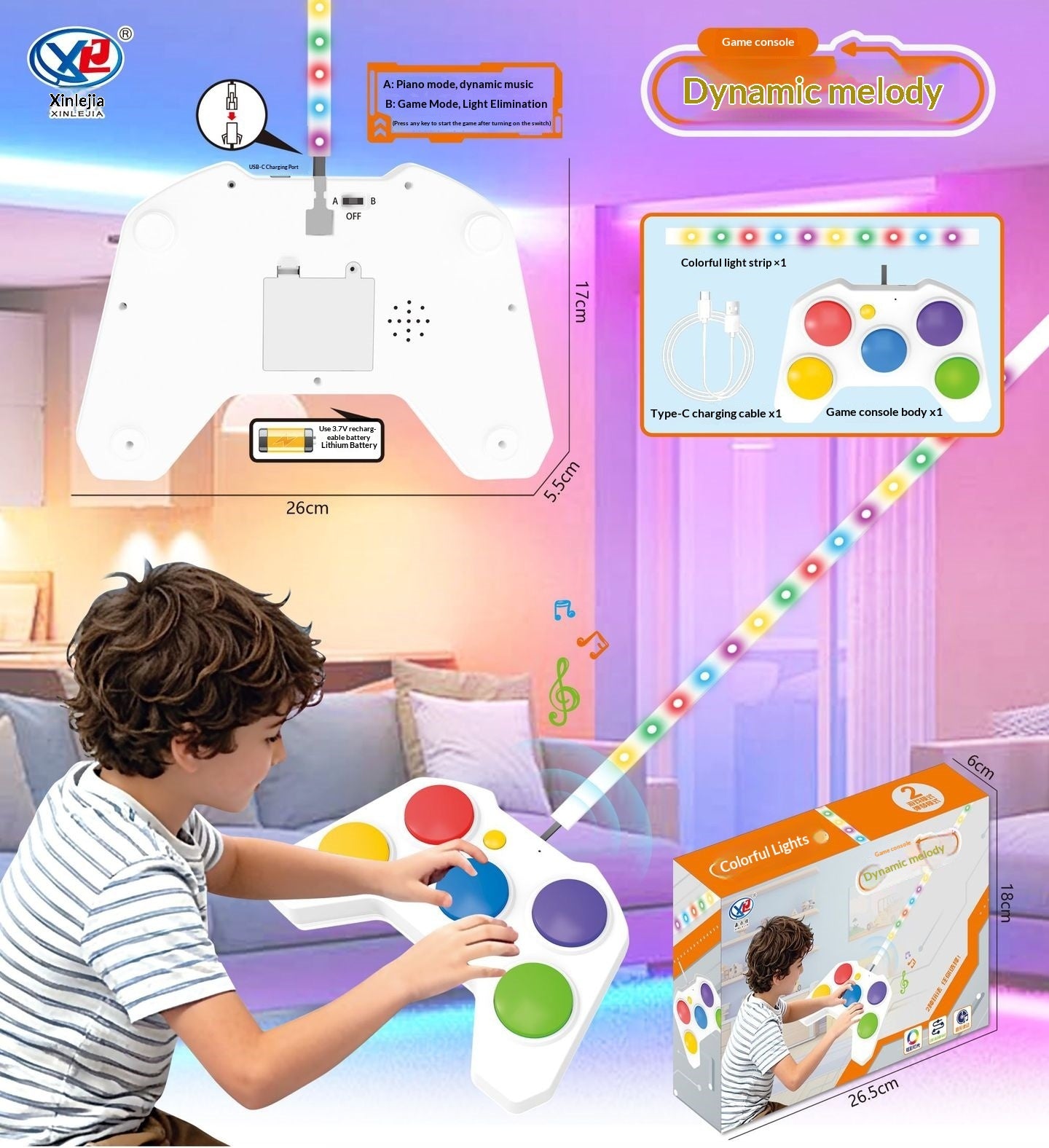 Educational Game Controller With Dynamic Melodies For Children