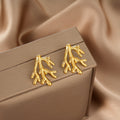 18K Gold Plated Rotating Leaf Petal Titanium Steel Stud Earrings, INS Trend Stainless Steel Elegant All-Match Light Luxury Ear Jewelry