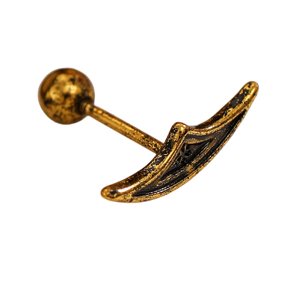 Halloween Horror Gothic Geometric Hollow-out Crescent-shaped Helix Stud