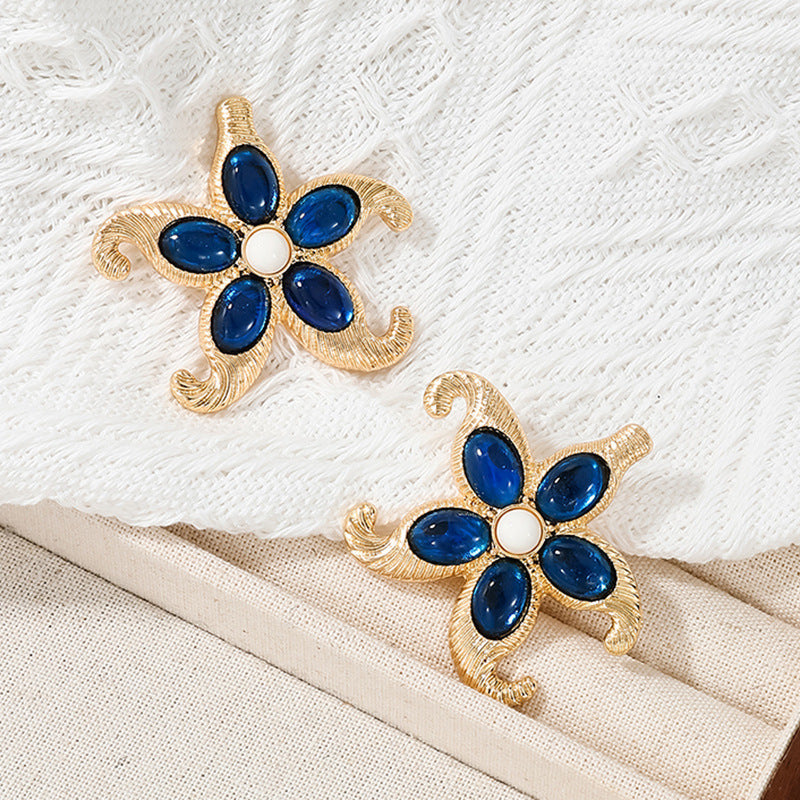 Irregular Neptune-inlaid Handmade Flower Earrings