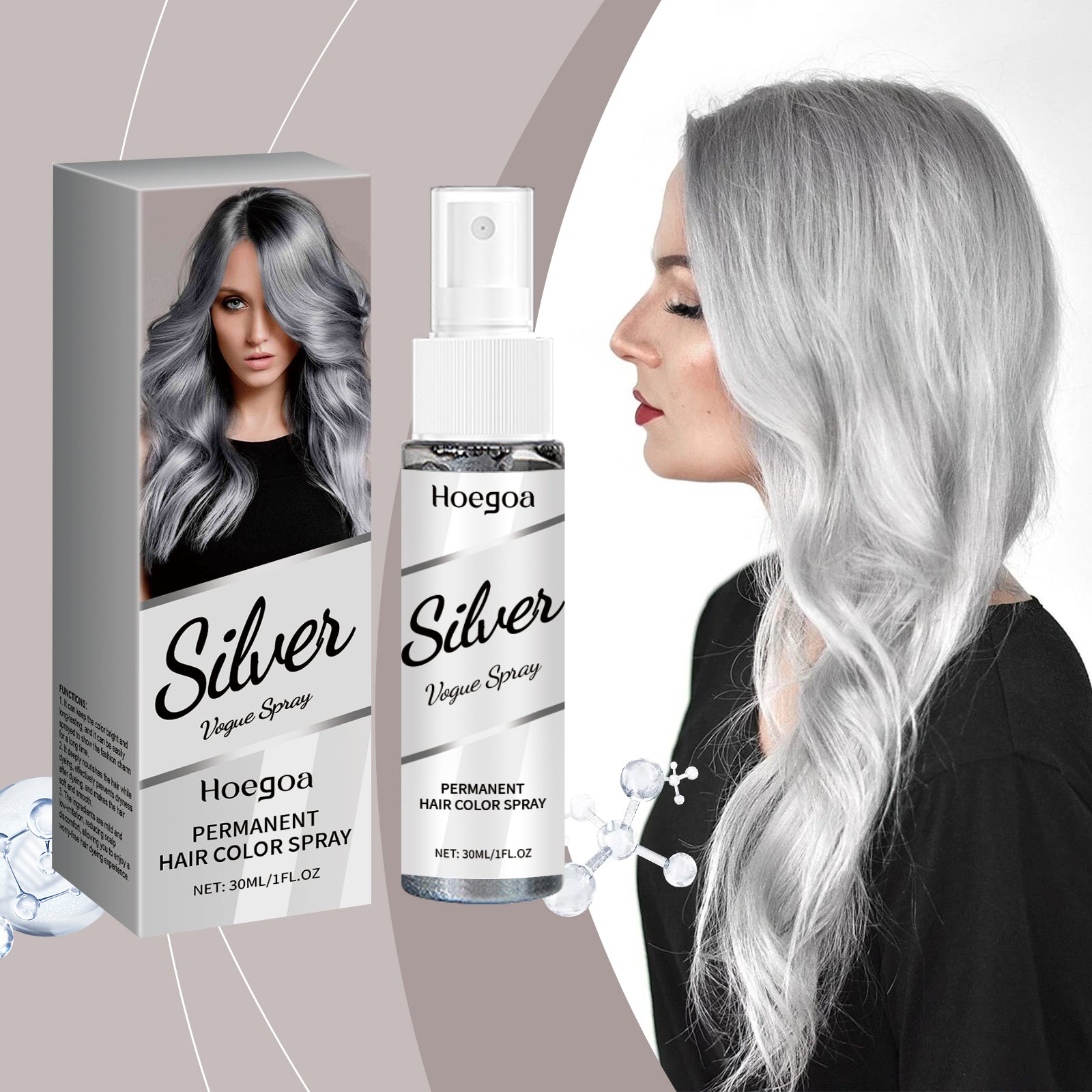 Silver-gray Hair Dye Spray 30ml