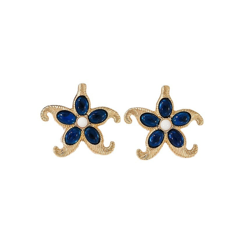 Irregular Neptune-inlaid Handmade Flower Earrings