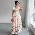 Womens Puff-sleeve Floral-print Waist-cinching Dress