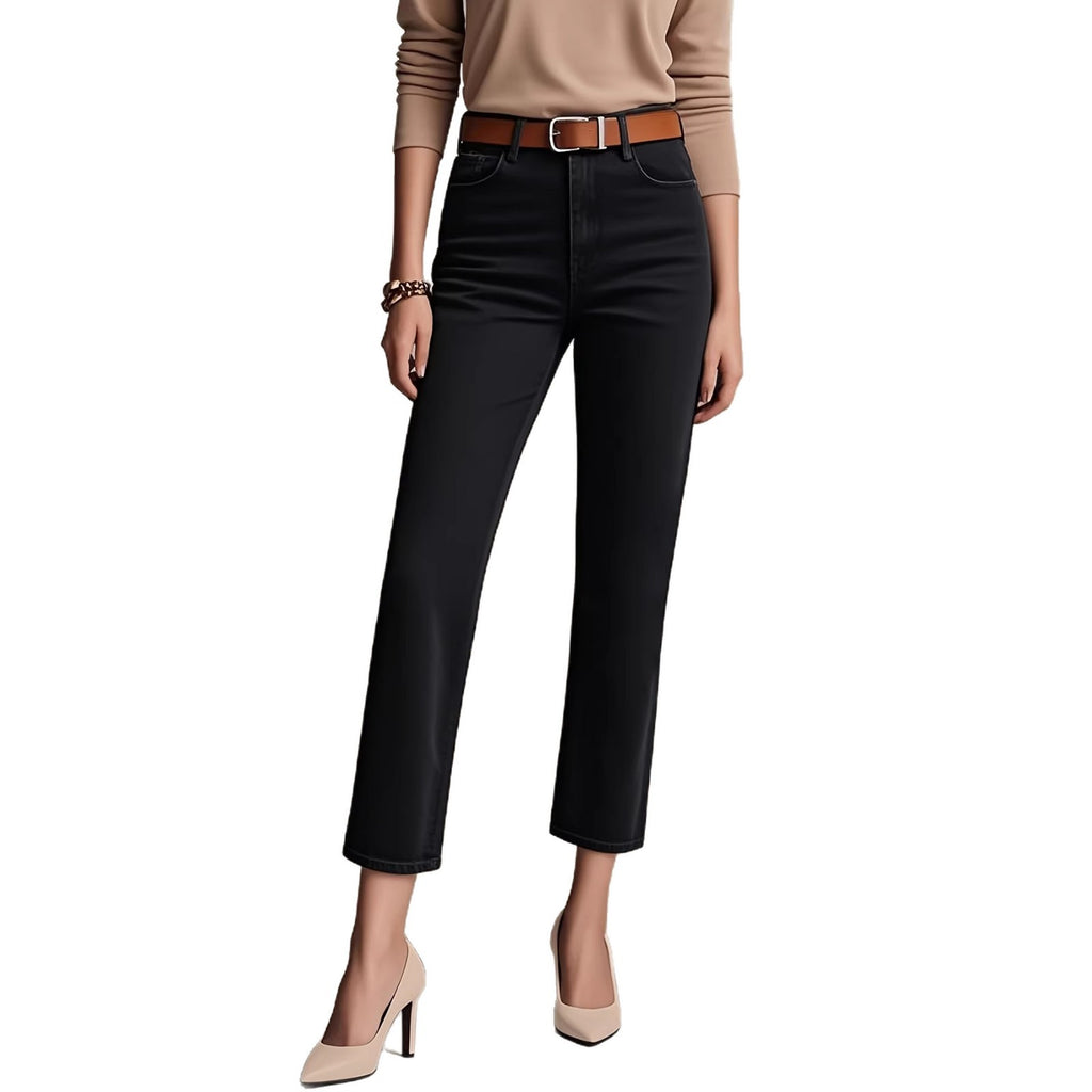 Black Womens Slim Straight-leg Jeans