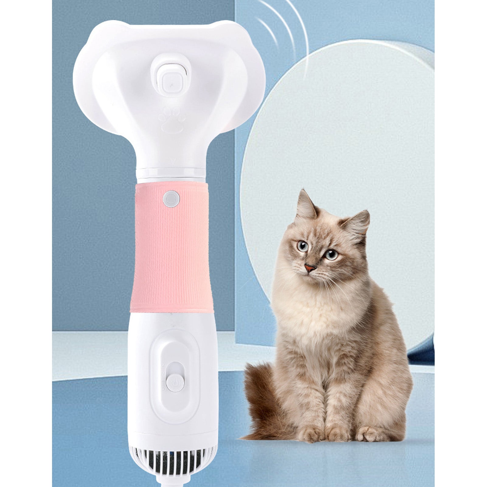3 In 1 Pet Hair Dryer Brush Powerful Airflow Temperature Control Dog Blow Dryer For Home Use Pink