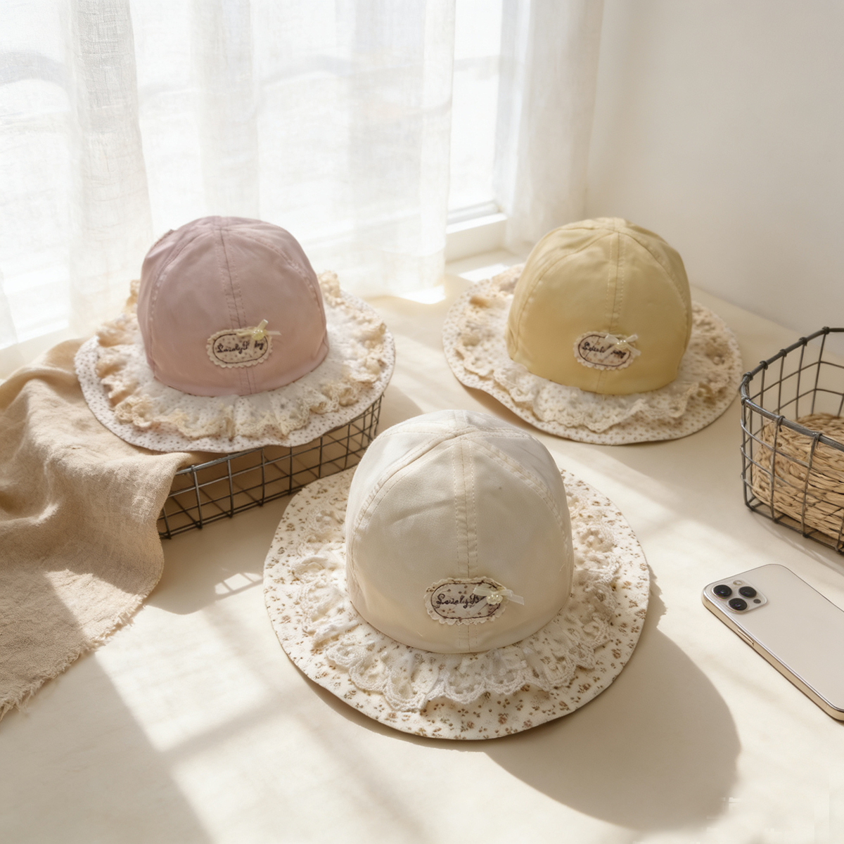 Children's Single-color Letter Embroidered Label Floral Print Quick-drying Lightweight And Soft Sweet Casual Fisherman Hat For Outdoor Travel
