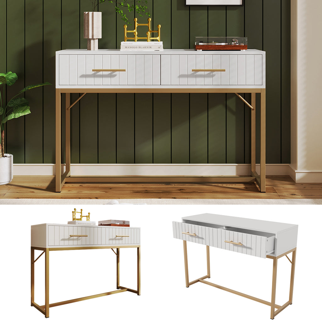 Dressing Table With 2 Drawers 75cm Height ,Chest Of Drawers Bedroom Highboard White Sideboard Drawer Chest Of Drawers Chest Of Drawers For Bedroom, White -H75  W100  D45 Cm