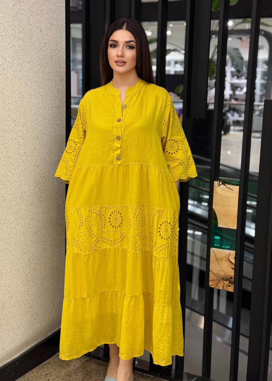 Loose-fit Lace Hollow-out Plus-size Casual Dress