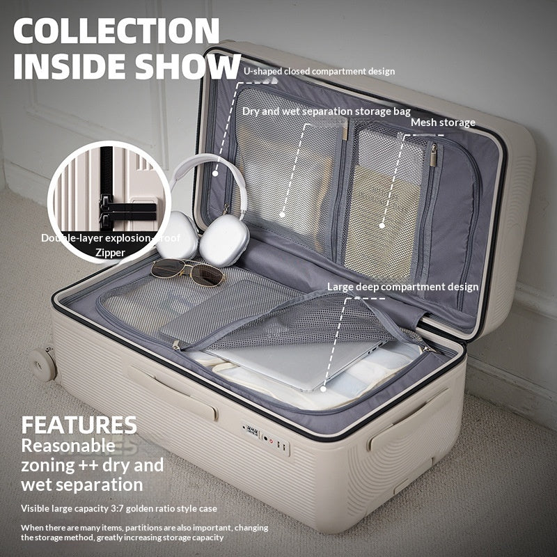 Large-capacity Plastic-frame Zippered Suitcaselightweight Sturdy And Durable PC Material