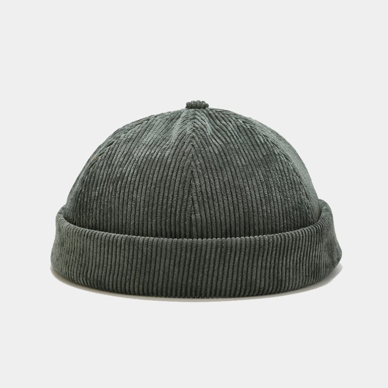 Solid-color Fine Corduroy Adjustable Beanie With No Brim, Featuring A Simple Hip-hop Style, Suitable For Landlords, Daily Outings, Streetwear, And Sun Protection.