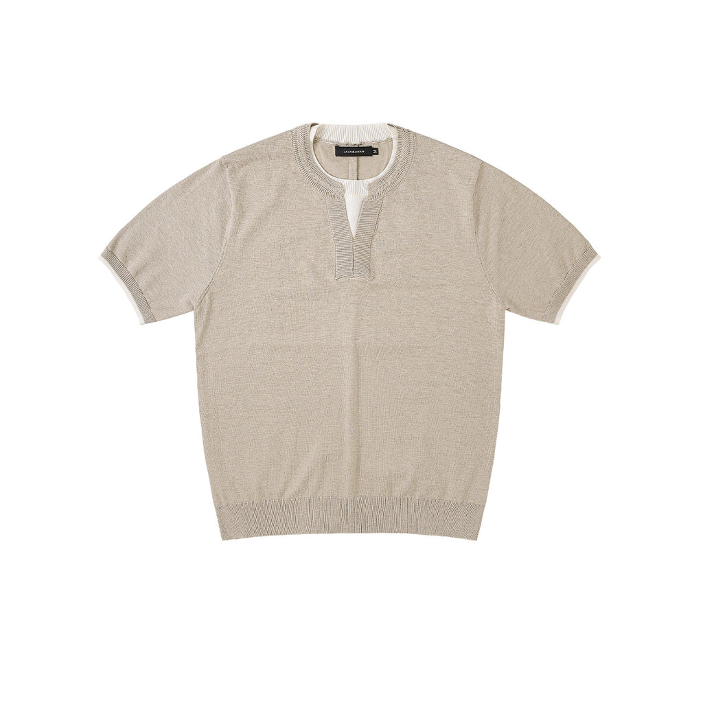 Relaxation Knitted Short-sleeved T-shirt Male
