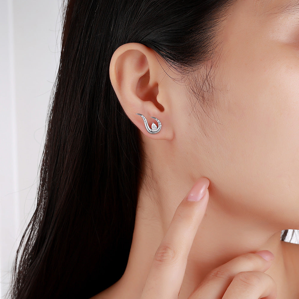 S925 Sterling Silver Wave Drop Earrings, 3x4mm Pear Cut D-VVS1 Moissanite, Platinum Plated Minimalist Studs With Elegant Gift Box