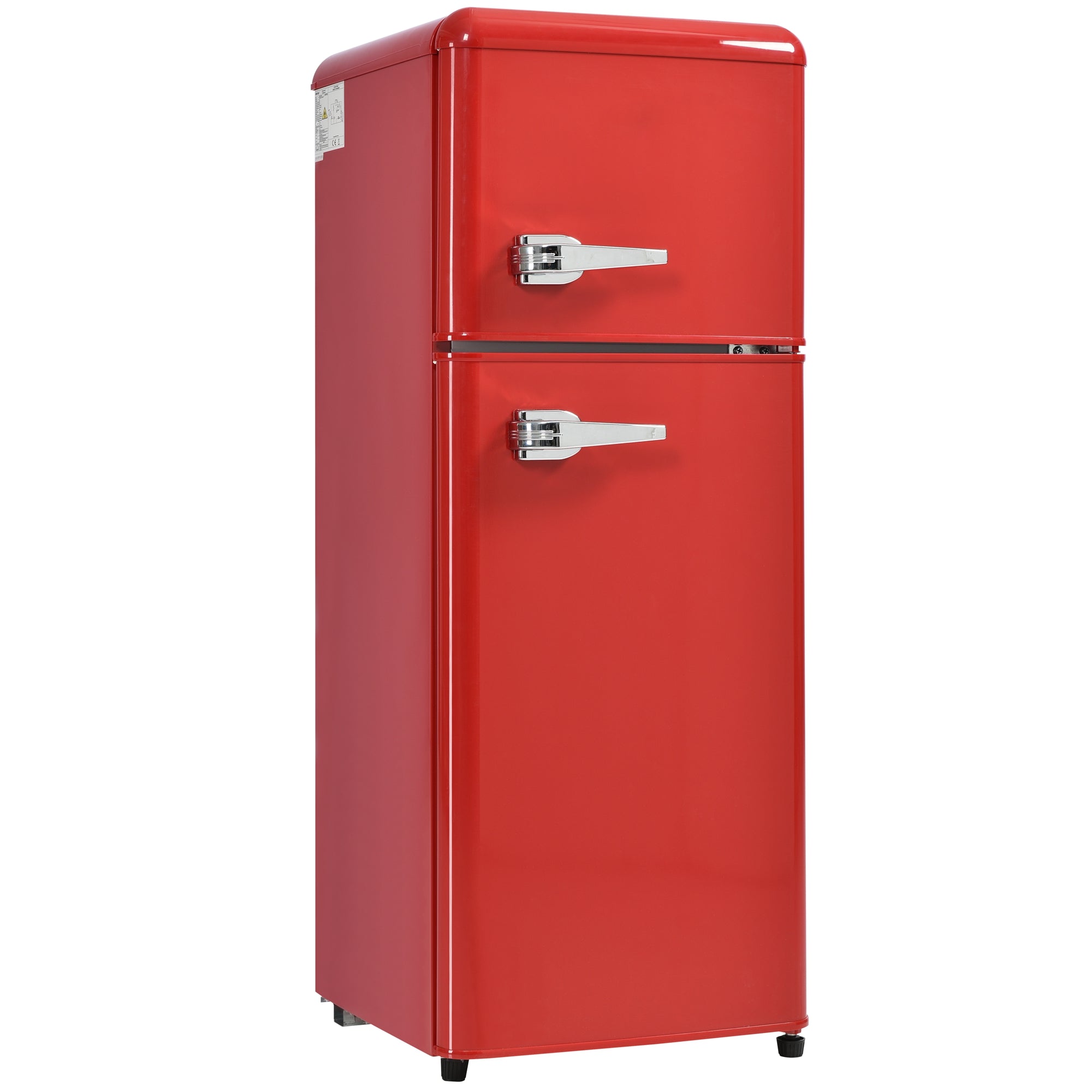 Retro Fridge-freezer Combination105.5 Cm High, 41 Cm Wide, Two-door92-liter Total Capacity, 28-liter Freezer Capacity. Features Door Shelves And Glass Shelves. 116 KWhyear, Temperature Range