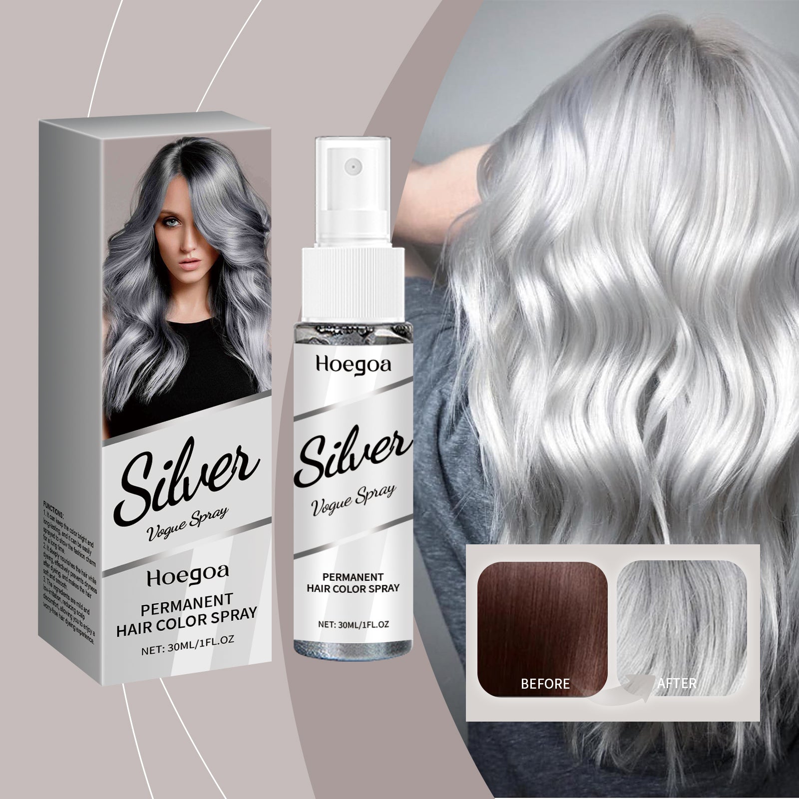 Silver-gray Hair Dye Spray 30ml
