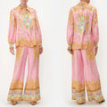 Casual Long-sleeved Printed Shirt And Trousers Two-piece Set