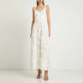 Heavy Industry Plate Flower Backless Sling Dress