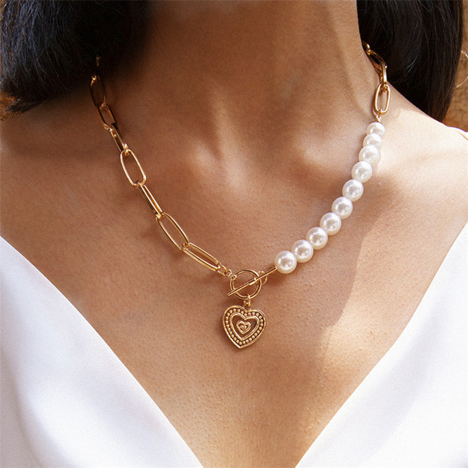 OT Deduction Heart-shaped Patchwork Necklace