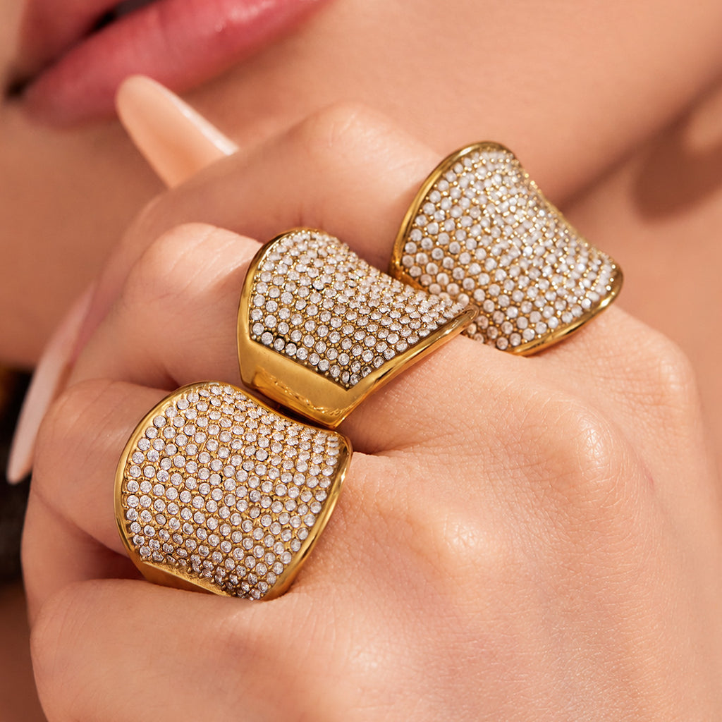 Side-opening Stainless Steel 18k Gold-plated European And American-style Ring For Women