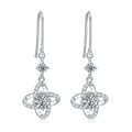 S925 Sterling Silver Clover Dangle Earrings, 0.5ct D-VVS1 Moissanite & Lab-Grown Gemstones, Platinum Plated Hook Earrings For Women With Gift Box