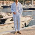 Mens Business Gentleman Striped Double-Breasted Suit Set