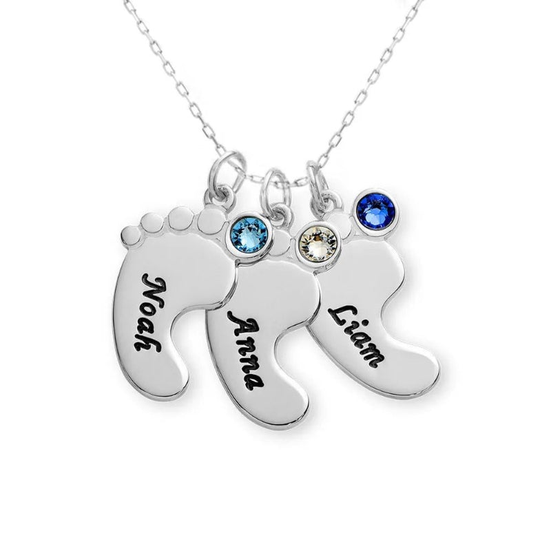Simple Mother's Day Anklet Necklace With December Birthstone Engraving
