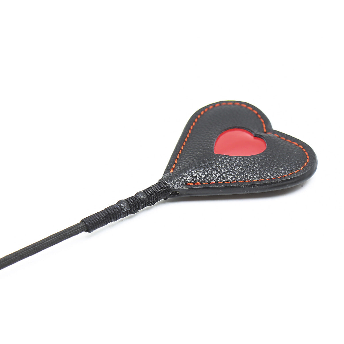 Leather Red Heart Bound Hand Slap Whip Metal Rod Side